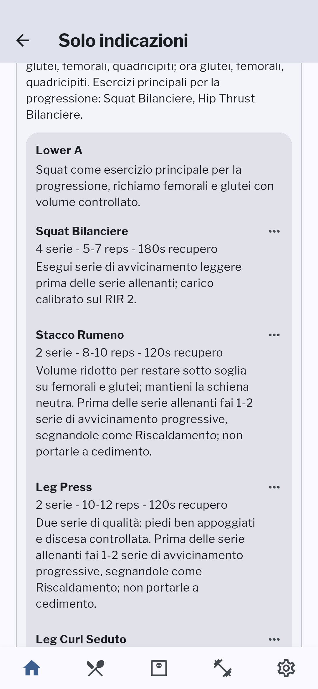 Scheda palestra personalizzata proposta dal Coach IA di Holymp